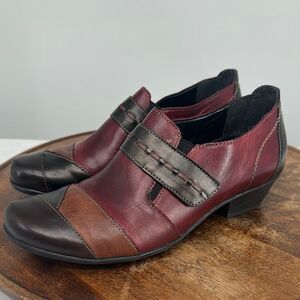 Remonte Shoes Wm 39 (US 8) Patchwork Leather Slip On Block Heel Loafer Comfort